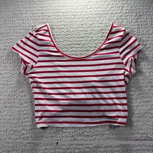 Charlotte Russe Backless Red & White Striped Crop Top XS